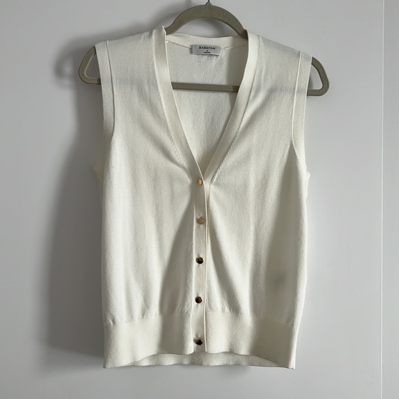Babaton white cream neutral sweater vest with gold buttons - Picture 3 of 8